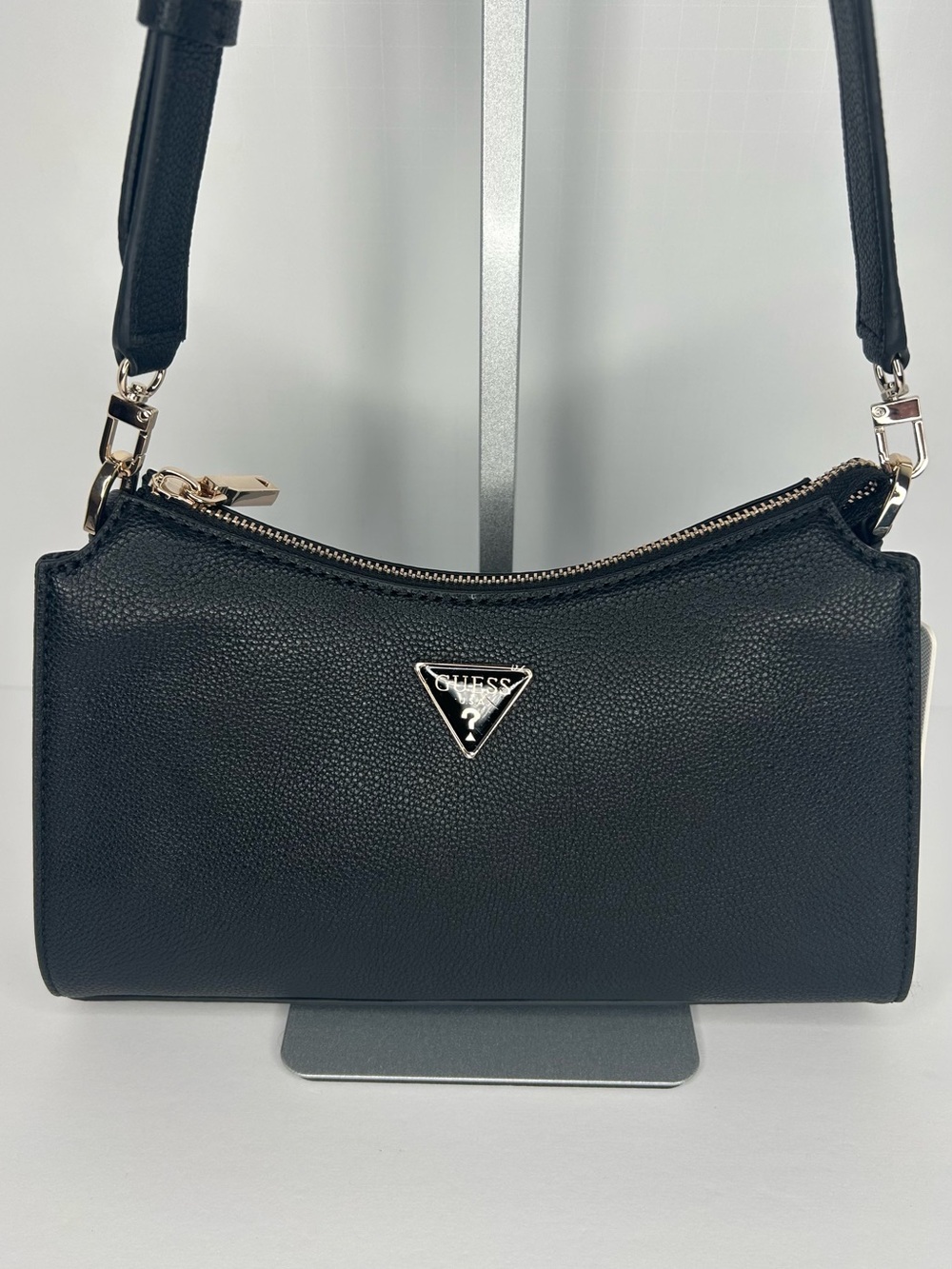 GUESS Lucci Black Pebbled Shoulder Bag